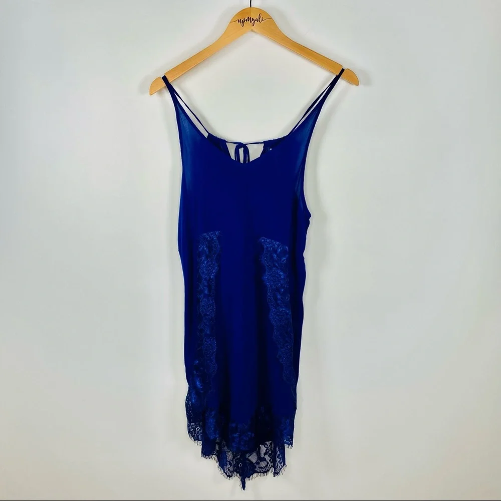 Intimately Free People Eyelash Sleeveless Floral Lace Boho Slip Dress Blue XS - Picture 2 of 9